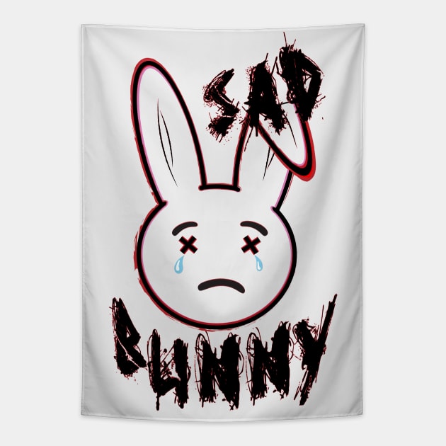 Sad Face Bunny Tapestry by 66designer99