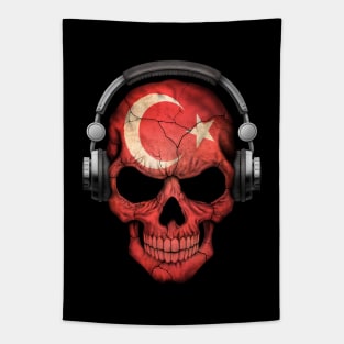 Dark Skull Deejay with Turkish Flag Tapestry