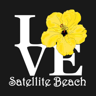 Satellite Beach LOVE Yellow Hibiscus T-Shirt