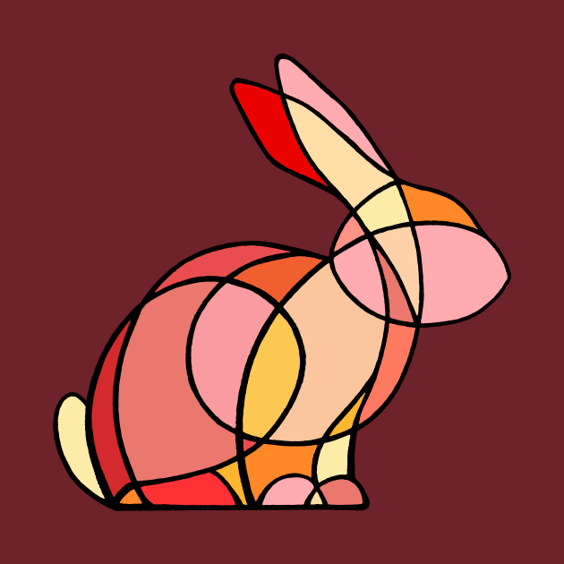 Red stained glass rabbit by WatershipBound