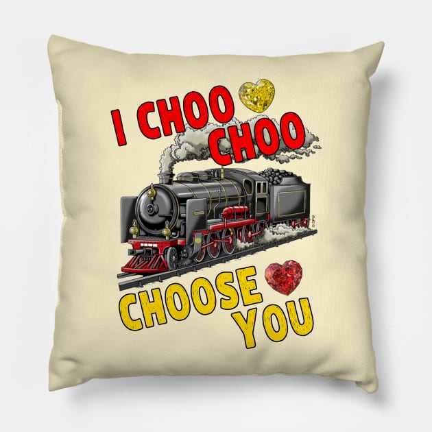 I Choo Choo Choose You - Happy Valentines Day Train Meme Pillow by Pharaoh Shop