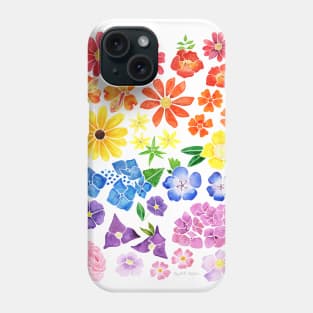 Rainbow Ombre Watercolor Flowers Phone Case