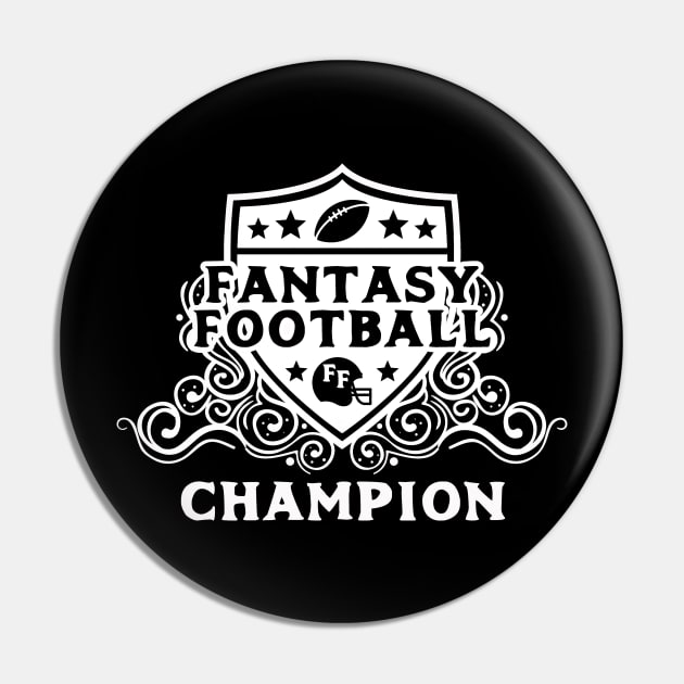 Fantasy Football Champion Shield Pin by FantasySportsSpot