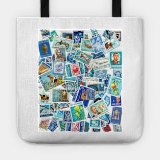 From all over the world - postage stamps blue Tote