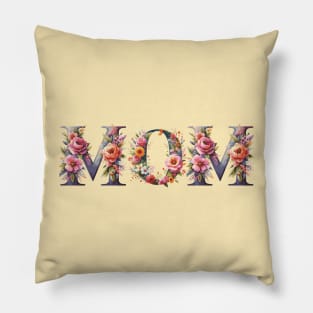 MOM Flower Text Pillow