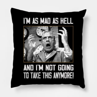 Mad Prophet Manifesto NETWORKs Movie Tees, Howard Beale's Legendary Outbursts on Your Sleeve Pillow