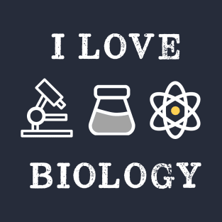 Microscope I Love Biology Retro Vintage T-Shirt