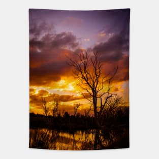 Sunset by the lake Tapestry