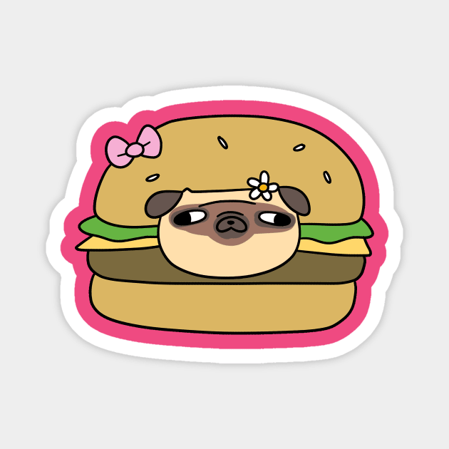 Pug face on Hamburger Magnet by saradaboru