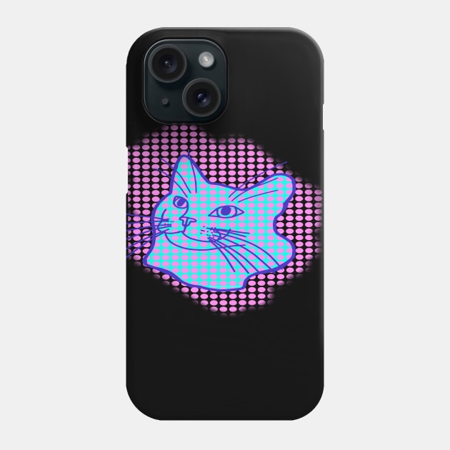 Blue Cat Pink Polka Dots Phone Case by wildjellybeans