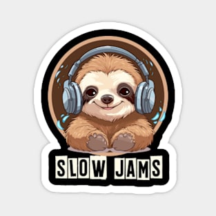 Slow Jams | Sloth Wearing Headphones Magnet