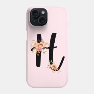 Letter H With Watercolor Floral Wreath Phone Case