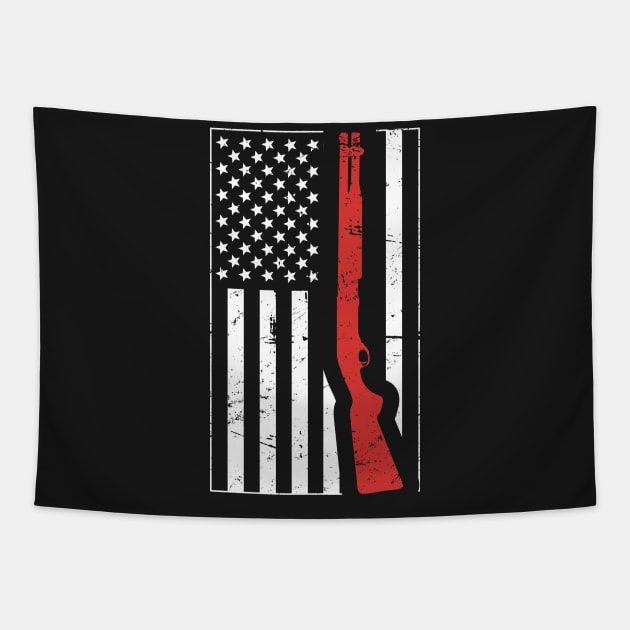 American Flag & Shotgun - Skeet Shooting Tapestry by MeatMan