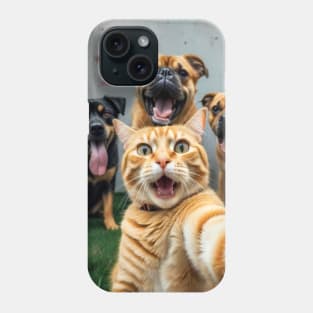 Orange cat taking a selfie with friends Phone Case