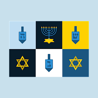 colorblock hebrew hanukkah menorah dreidel T-Shirt