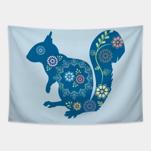 Squirrel Flowers Scandinavian Tapestry