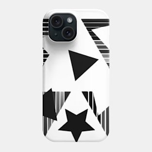 Triangle and stars graphic print,  in black and white Phone Case