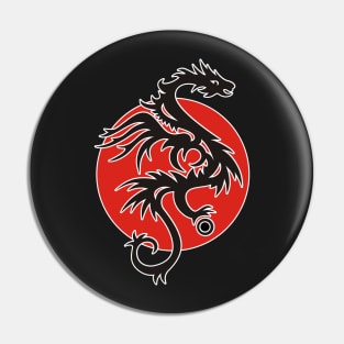 Sun Dragon With Pearl - Black Red White Pin