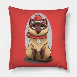 Siamese Christmas Cat Pillow