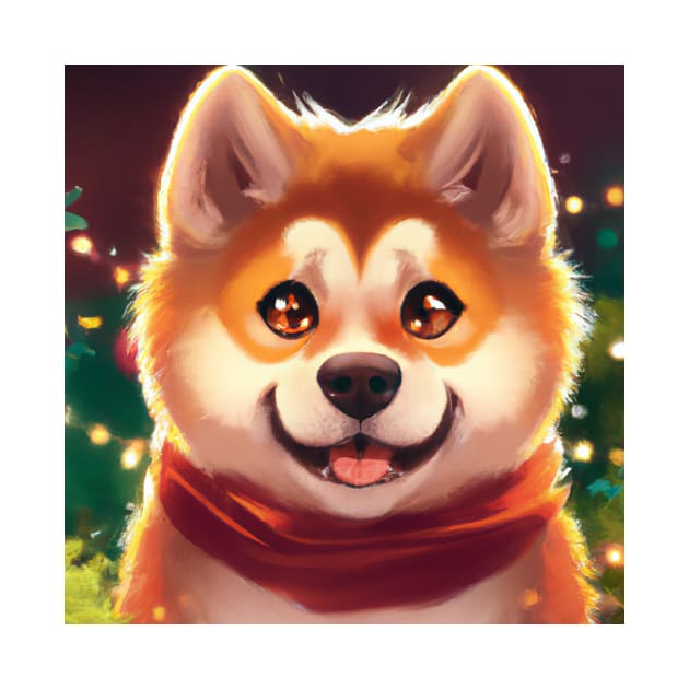 Cute Akita Inu Drawing by Play Zoo