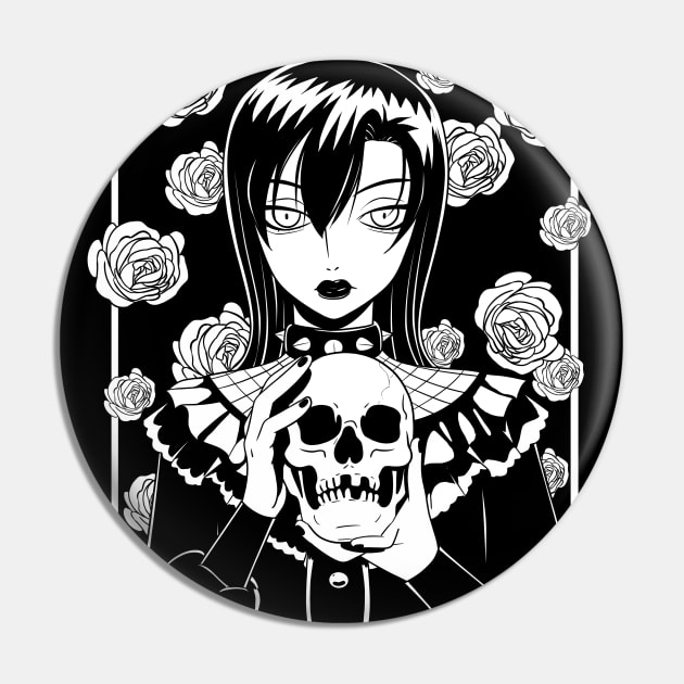 Goth Girl Gothic Aesthetic Skull Witch - Goth - Pin