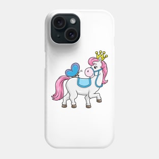 Horse as Princess with Crown and Butterfly Phone Case