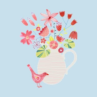 Bird with a Jug of Flowers T-Shirt