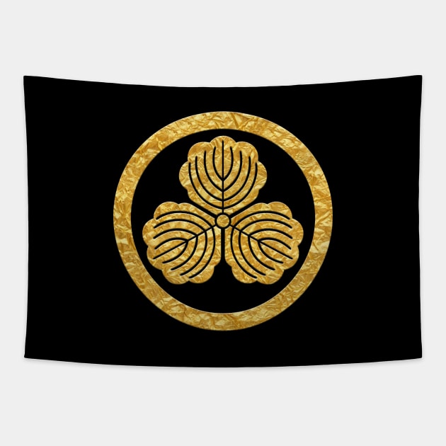 Japanese Mon Maruni Mitsu Kashiwa Tapestry by Takeda_Art