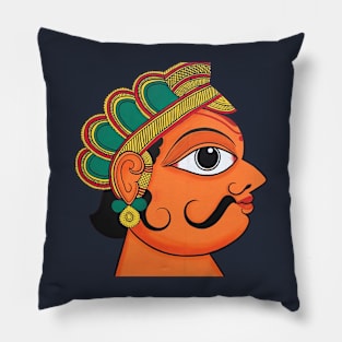 Man's face, face of man, male face, mustache face, king face, indian art Pillow