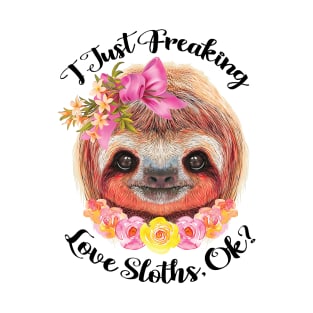 Cute Sloth with Flower T-Shirt