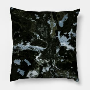 Black Goth Marble Abstract Pillow