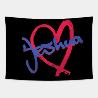 I Love Yeshua Vintage 80's & 90' Blue and Red Tapestry