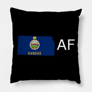 Kansas Flag State Outline AF (white) Pillow