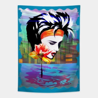 Metropolis Nostalgia Vaporwave Art Tapestry