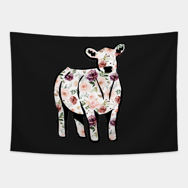 Watercolor Floral Cow Silhouette  - NOT FOR RESALE WITHOUT PERMISSION Tapestry by l-oh