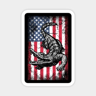 Patriotic Crocodile American Flag Magnet