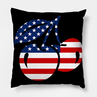 Cherry American Flag T-Shirt Red White Blue 4th Of July Gift Pillow