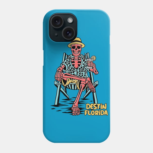 Funny Destin Florida Beach Skeleton Sunburn Souvenir Phone Case by Etopix