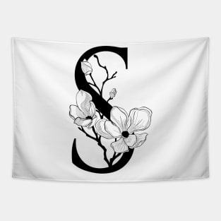 Letter S Monogram - Floral Initial Tapestry