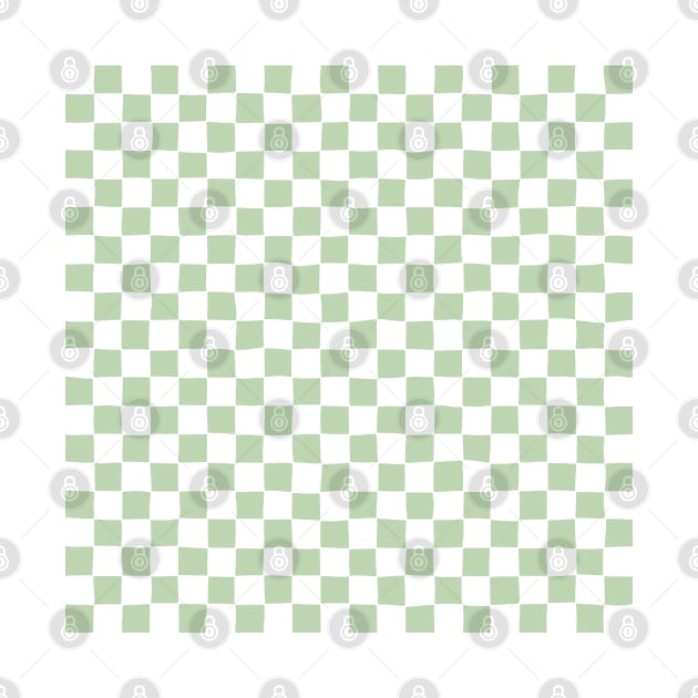 Wonky Checkerboard, White and Green by Niemand