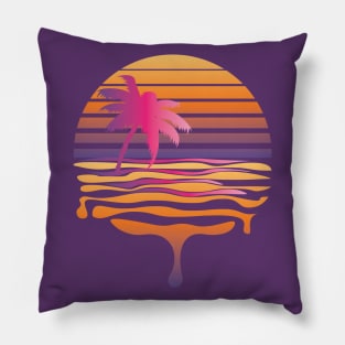 Retro striped sun and palm Pillow