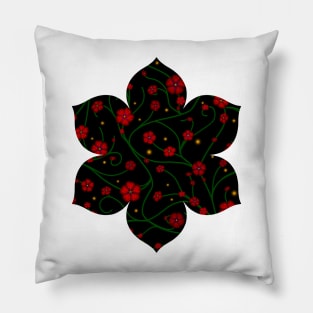 Ruby Flowers, Emerald Vines Pillow