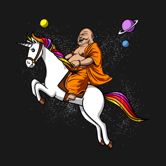 Buddha Riding Space Unicorn by underheaven