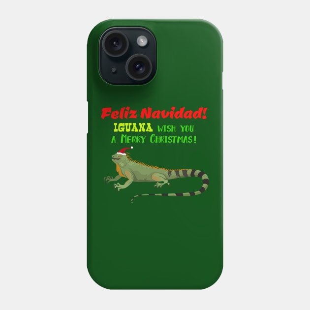 Iguana Wish You a Merry Christmas Phone Case by Peppermint Narwhal