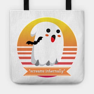 Halloween Cute Ghost is Afraid of Bats *Screams Internally* Tote