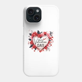 Blooms of Love: A Valentine's Embrace. 'Happy Valentine Day' whispers within an intricate heart. Perfect for heartfelt gifts Phone Case