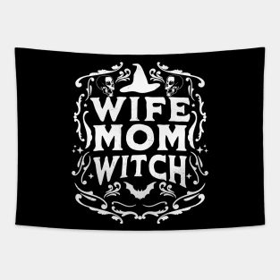 Wife Mom Witch Funny Halloween Mothers Day Witchcraft Retro Tapestry