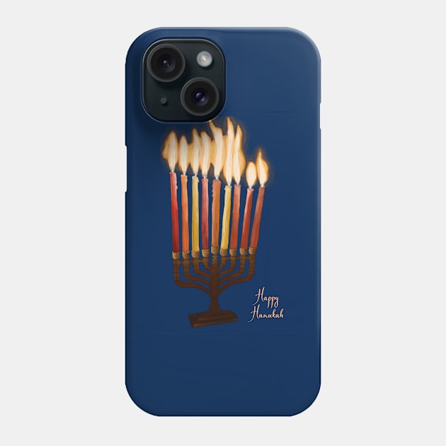 Happy Hanukkah Menorah Drawing Phone Case by esslev