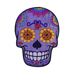 Purple Sugar Skull on Burlap T-Shirt