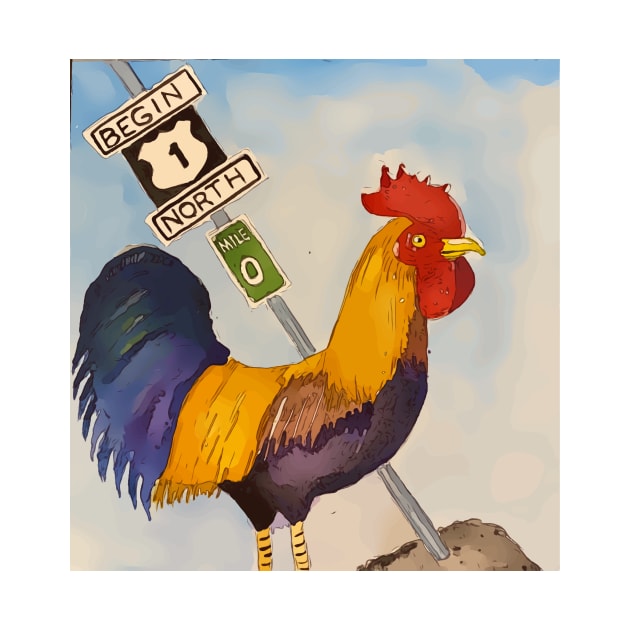 Key West Rooster add Mile Marker 0, Florida by WelshDesigns